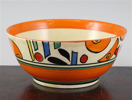 A Clarice Cliff orange pattern bowl, diameter 17.45cm